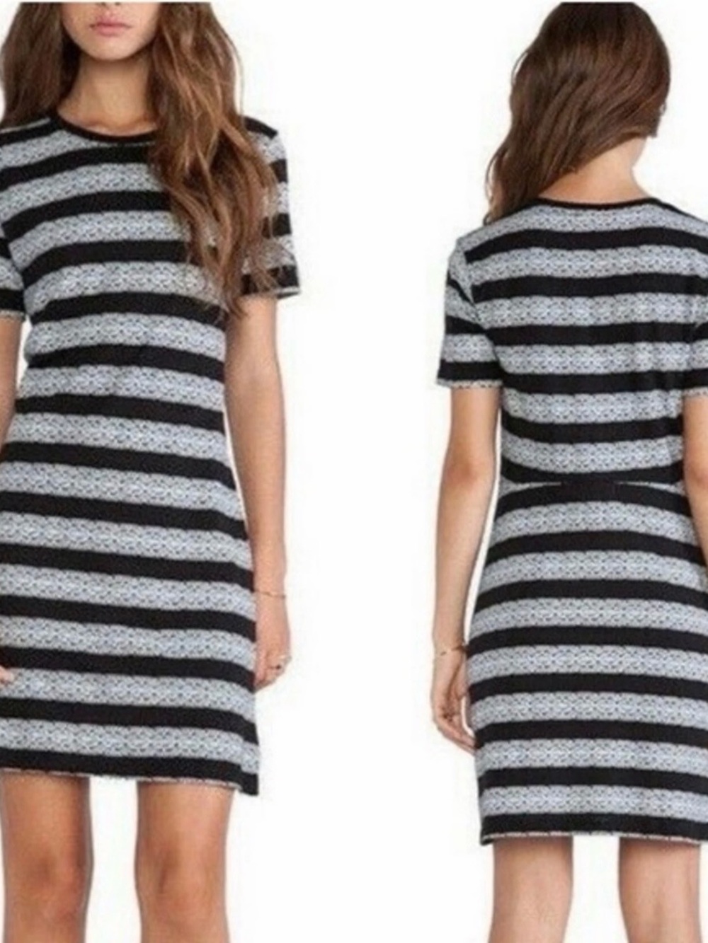 Theory Striped T-Shirt Mini Dress M Black White French Girl Quiet Luxury Casual